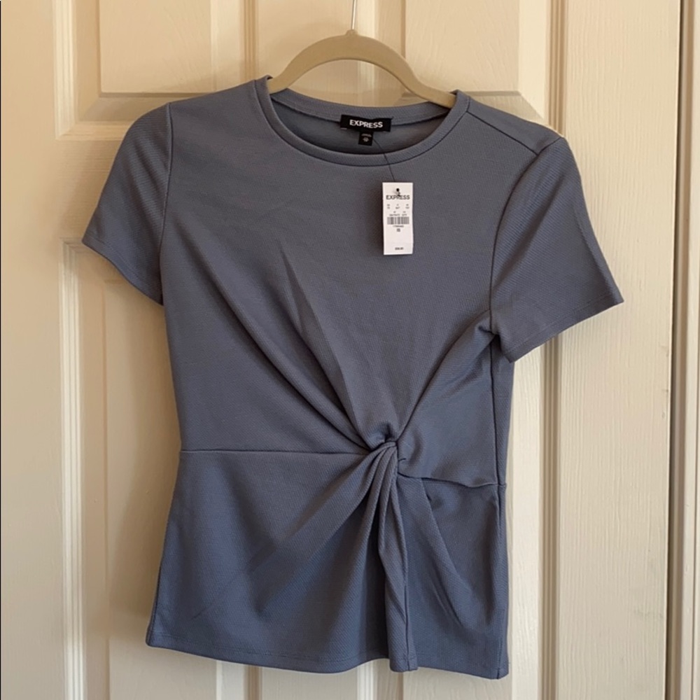 Express Light Blue Tied Top